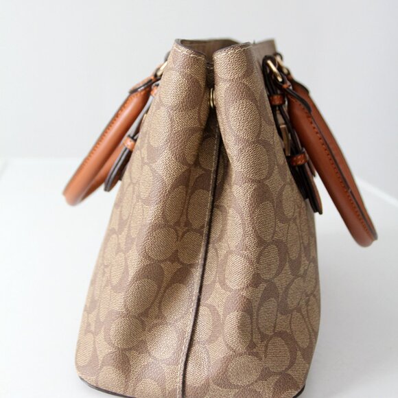 Coach Signature Coated Canvas Satchel Bag with Leather Handles - Picture 4 of 16